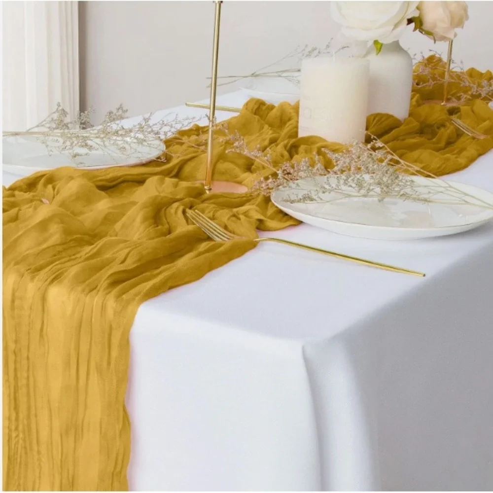 1pc Cheesecloth Table Runner 10 ft LONG TABLE RUNNER